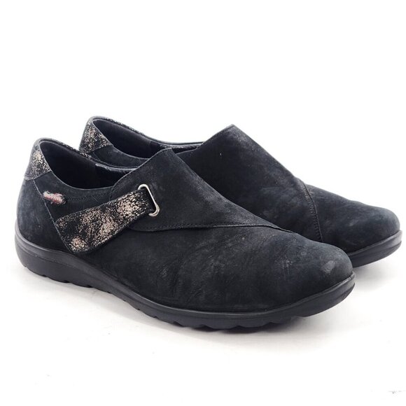 MEPHISTO Mobils Black Nubuck Keather Hook & Loop Sneakers - Picture 4 of 10